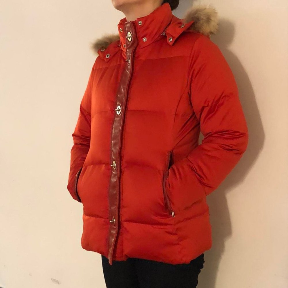 VINTAGE COACH DOWN PUFFER JACKET W FUR HOOD